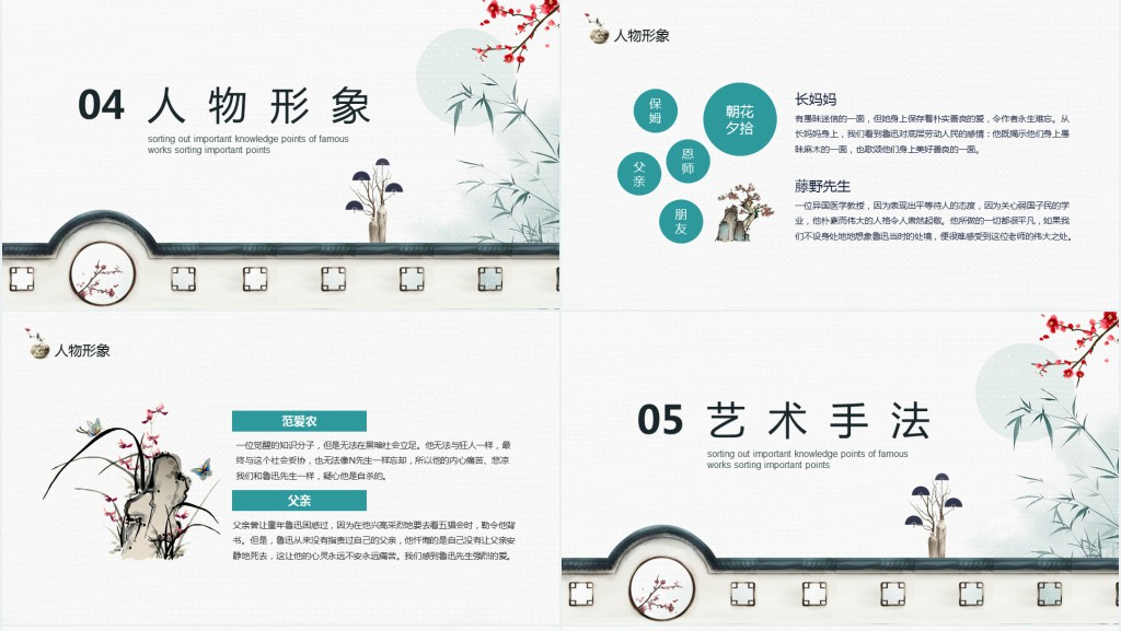 名著朝花夕拾重要知识点PPT模板 名著朝花夕拾重要知识点PPT模板