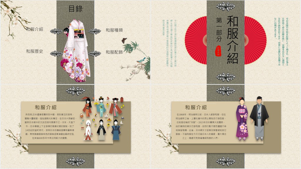 日本传统和服文化介绍PPT模板 日本传统和服文化介绍PPT模板