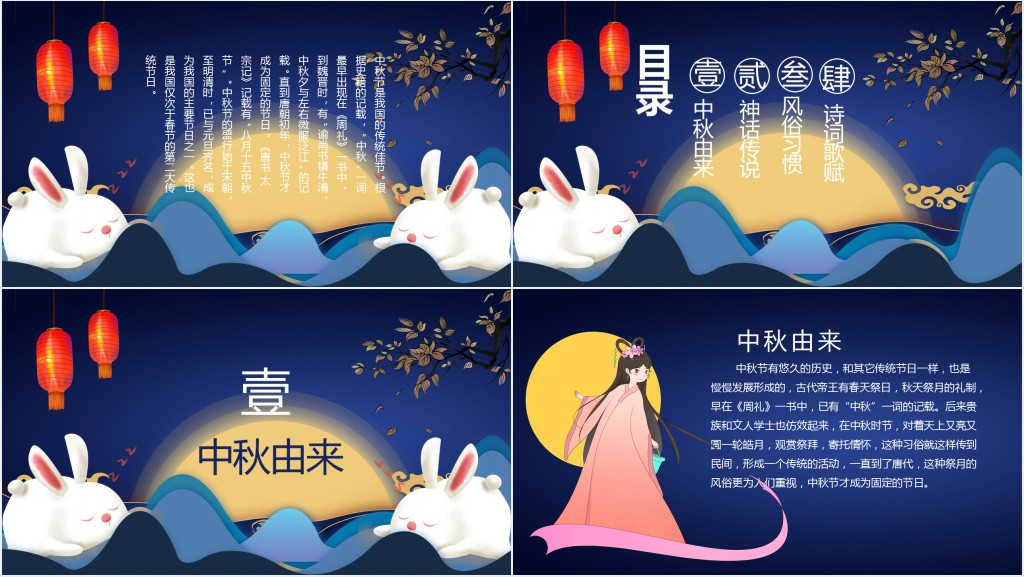 中秋八月十五的习俗由来PPT模版