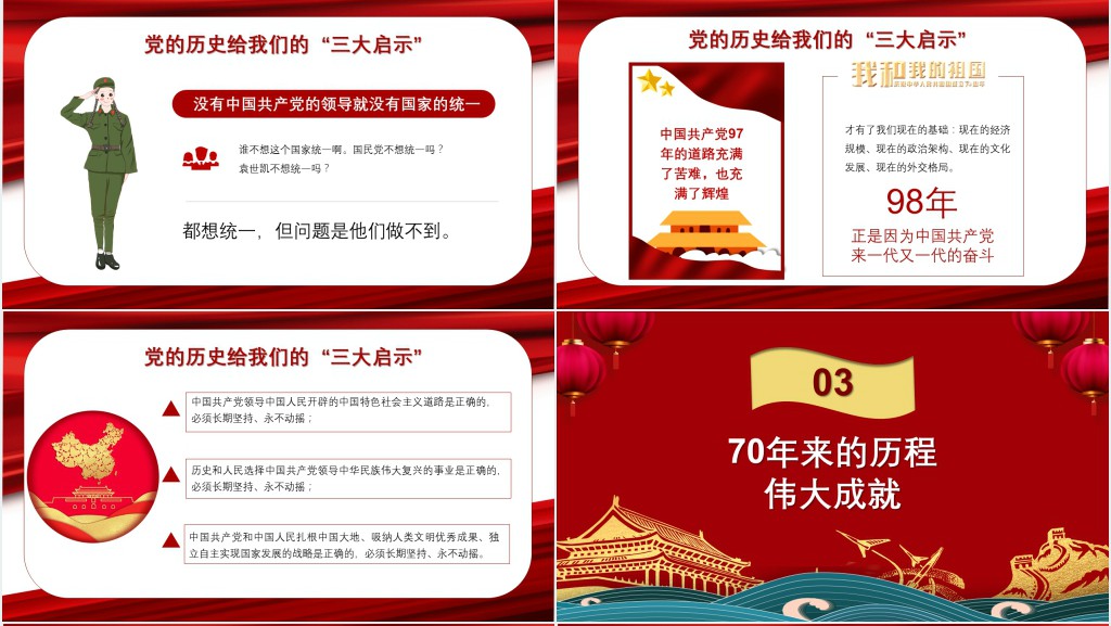 喜庆中国风金色主题字我和我的祖国PPT模板