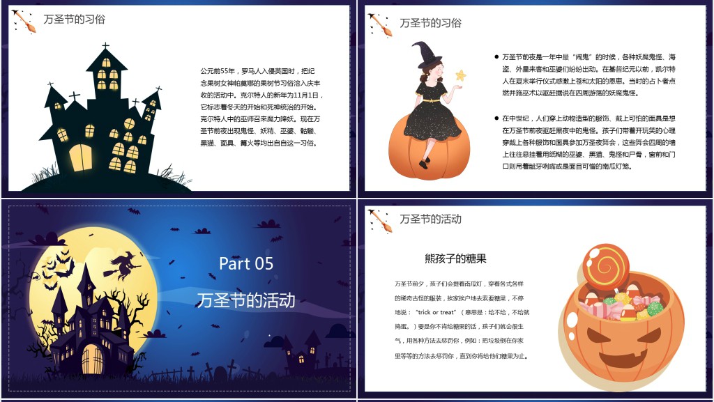 万圣节起源介绍中英文PPT模板 万圣节起源介绍中英文PPT模板