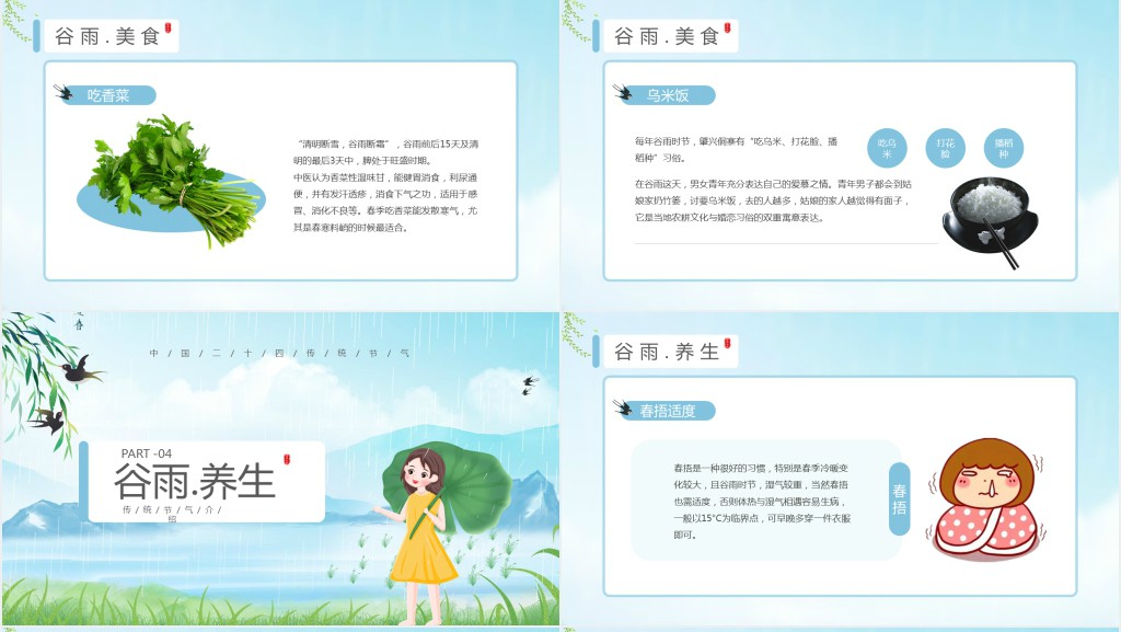 谷雨节气来历习俗PPT模板 谷雨节气来历习俗PPT模板