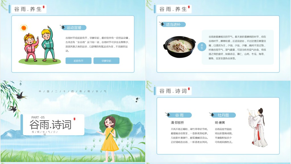 谷雨节气来历习俗PPT模板 谷雨节气来历习俗PPT模板