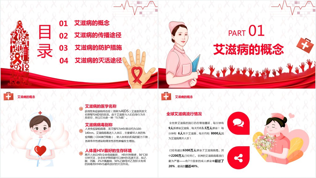 世界艾滋病知识宣传日PPT模板 世界艾滋病知识宣传日PPT模板