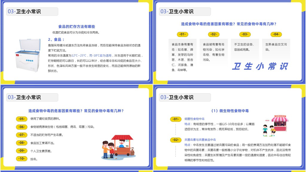 蓝色卡通风世界卫生纪念日知识介绍PPT模板