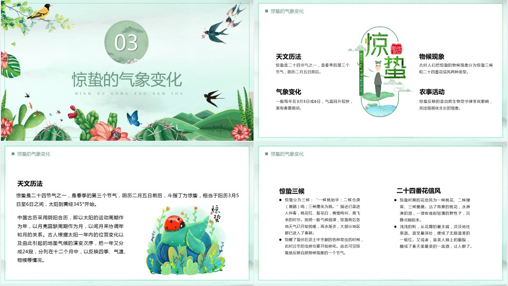 惊蛰节气的来源历史故事习俗PPT模板 惊蛰节气的来源历史故事习俗PPT模板