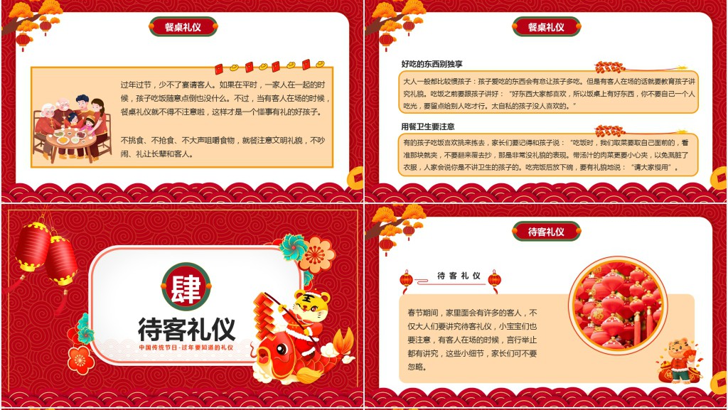 介绍中国春节传统礼仪文化PPT模板 介绍中国春节传统礼仪文化PPT模板