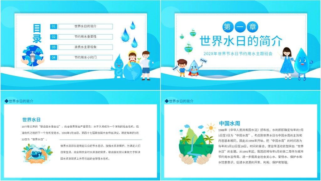 世界水日的由来简介PPT模板 世界水日的由来简介PPT模板