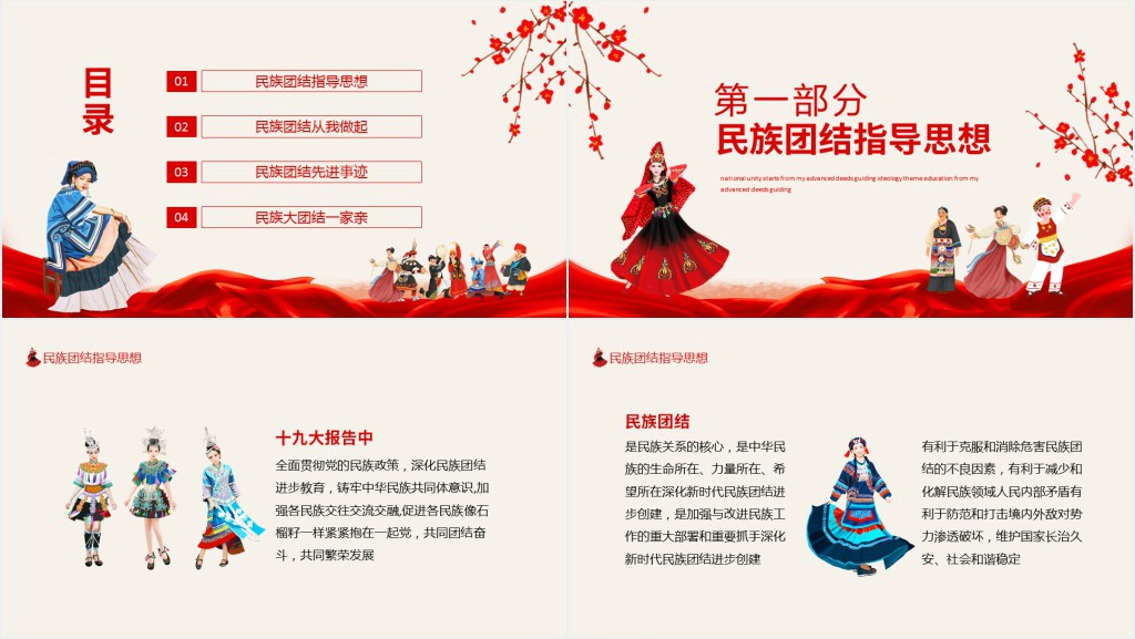 民族团结先进事迹指导思想主题教育动态PPT