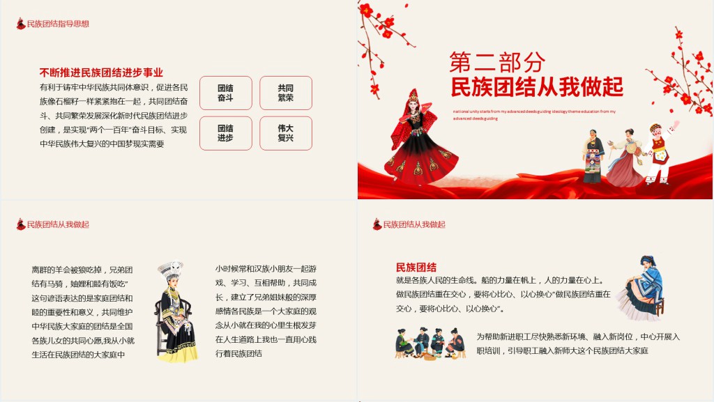 民族团结先进事迹指导思想主题教育动态PPT
