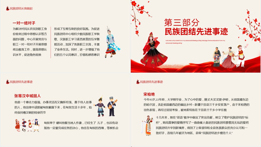 民族团结先进事迹指导思想主题教育动态PPT