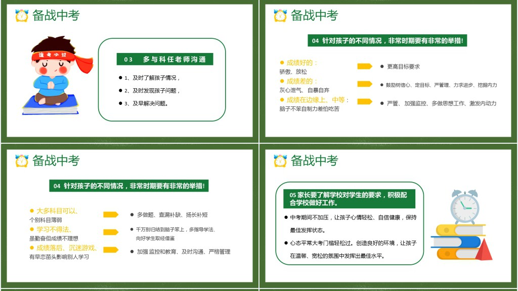 家长助力备战中考家长会主题PPT模板 家长助力备战中考家长会主题PPT模板
