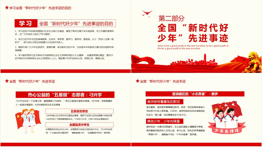 争做新时代好少年内容PPT模板 争做新时代好少年内容PPT模板