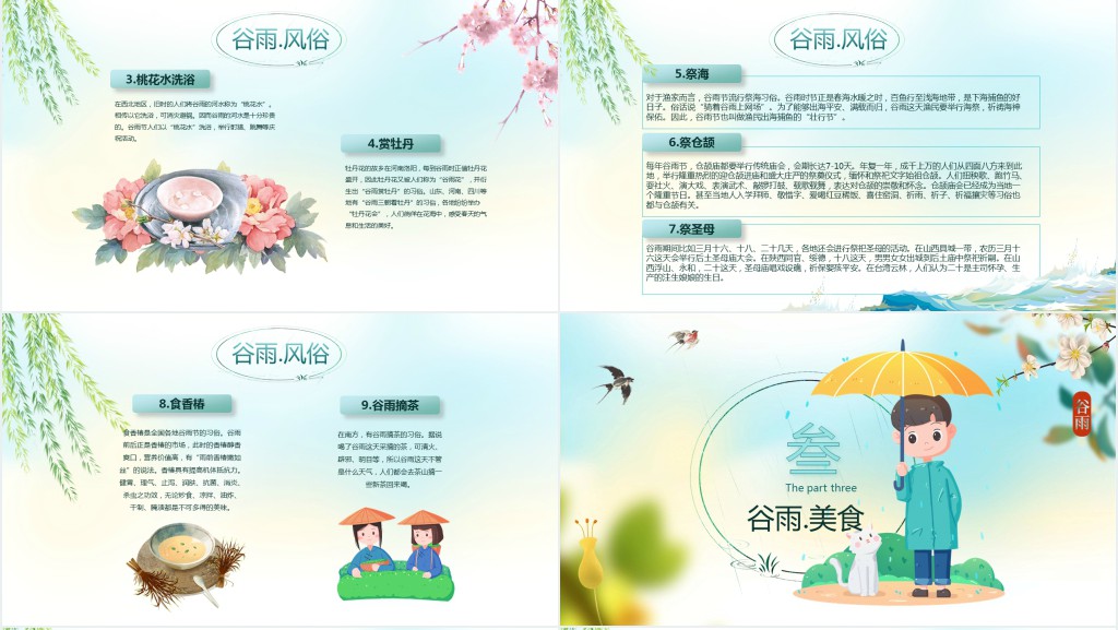 谷雨的传统美食和习俗PPT模板 谷雨的传统美食和习俗PPT模板