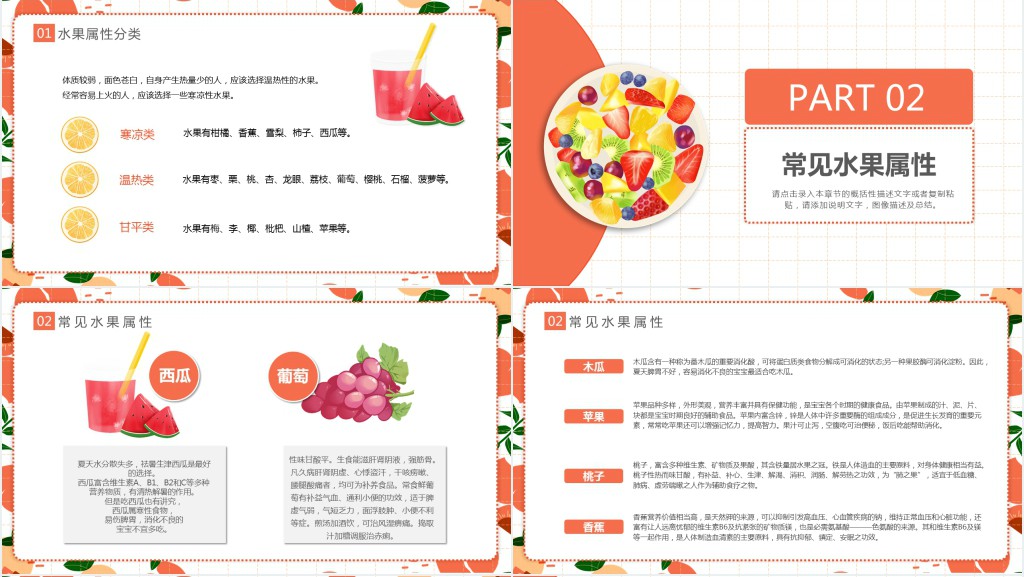 卡通简约风水果知识知多少培训课件PPT模板