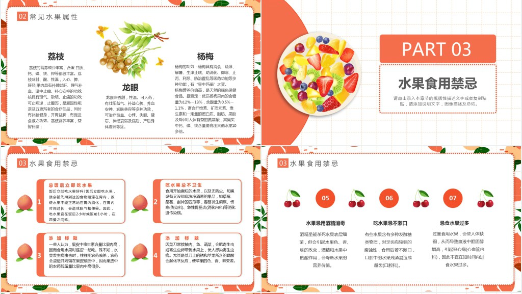 卡通简约风水果知识知多少培训课件PPT模板