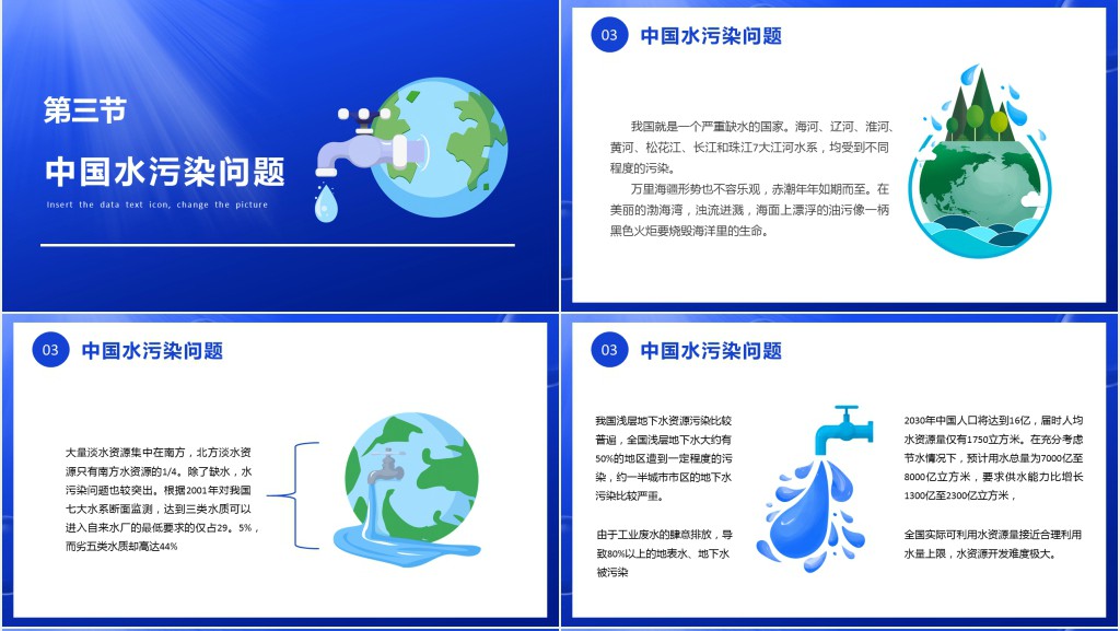 学校世界水日宣传主题PPT模板 学校世界水日宣传主题PPT模板