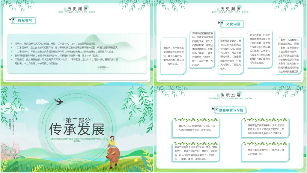 清明节的渊源与发展PPT模板 清明节的渊源与发展PPT模板