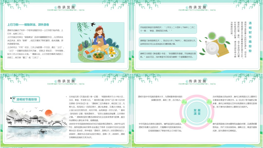 清明节的渊源与发展PPT模板 清明节的渊源与发展PPT模板