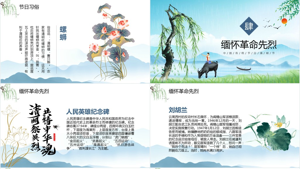 清明节文化的由来简单介绍PPT模板 清明节文化的由来简单介绍PPT模板