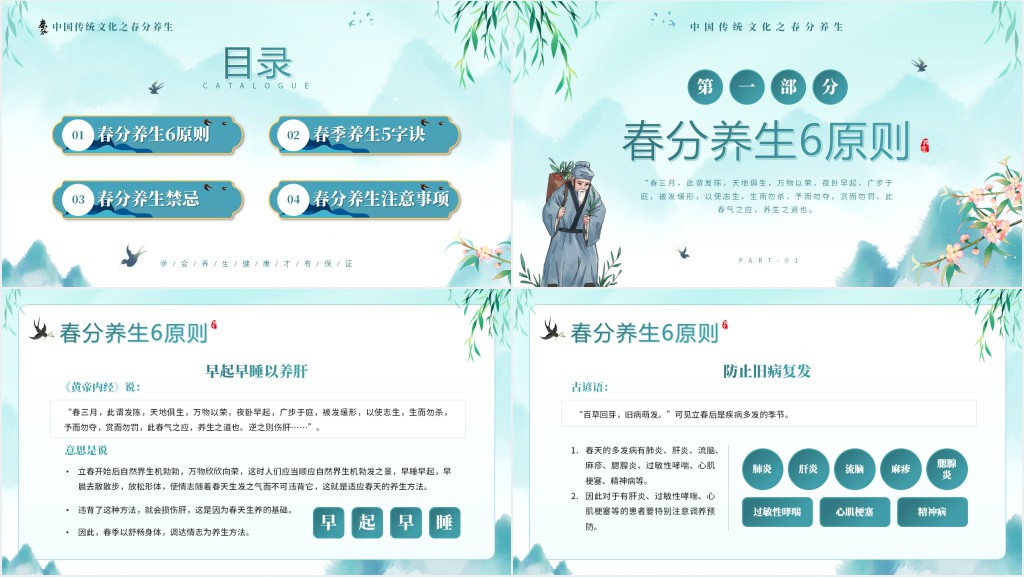 春分节气的养生方法知识PPT模板 春分节气的养生方法知识PPT模板