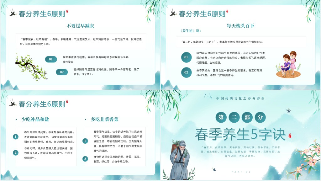 春分节气的养生方法知识PPT模板 春分节气的养生方法知识PPT模板