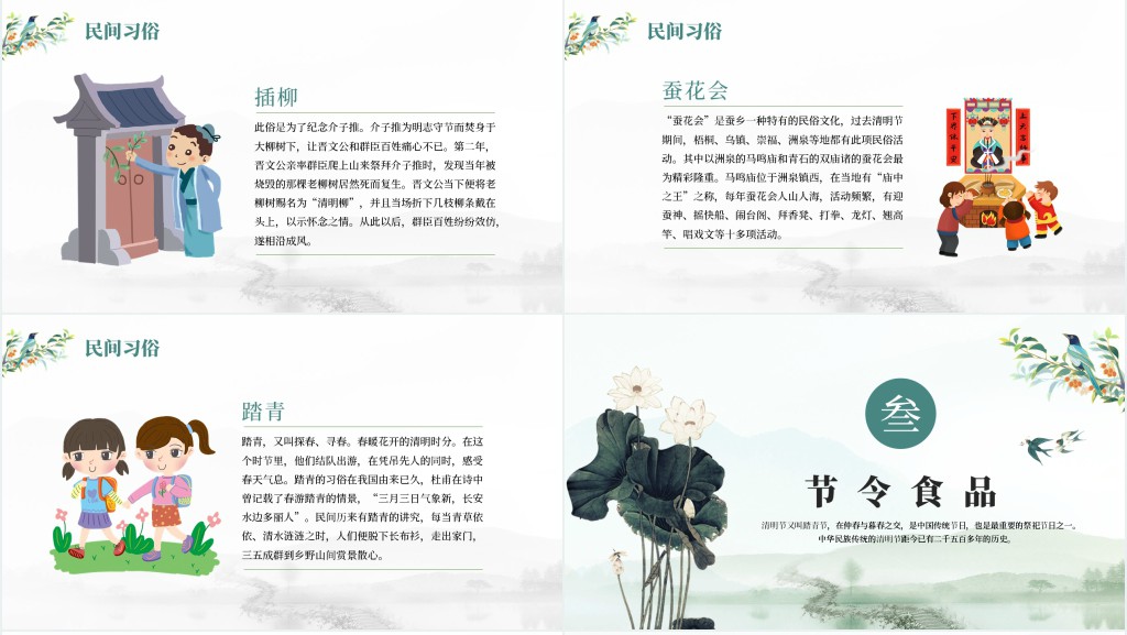 清明节起源习俗文化PPT模板 清明节起源习俗文化PPT模板