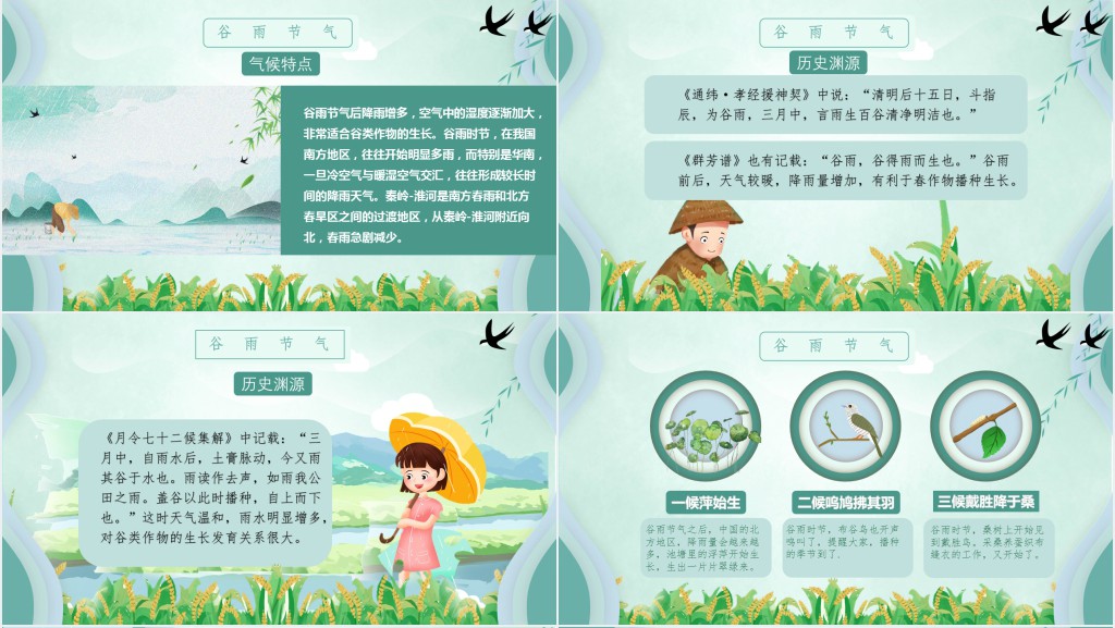 谷雨节气相关民俗活动PPT模板 谷雨节气相关民俗活动PPT模板