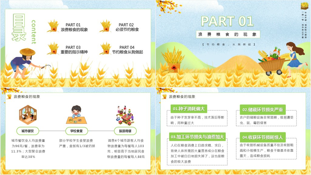 反对浪费节约粮食从我做起PPT模板 反对浪费节约粮食从我做起PPT模板