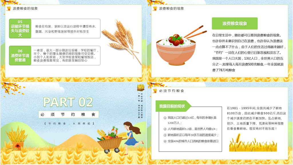 反对浪费节约粮食从我做起PPT模板 反对浪费节约粮食从我做起PPT模板