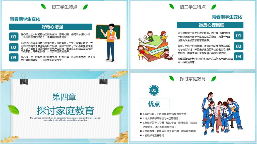 初二期中考试后家长会主题PPT模板