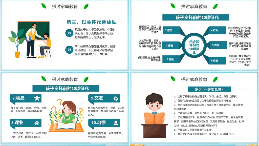 初二期中考试后家长会主题PPT模板