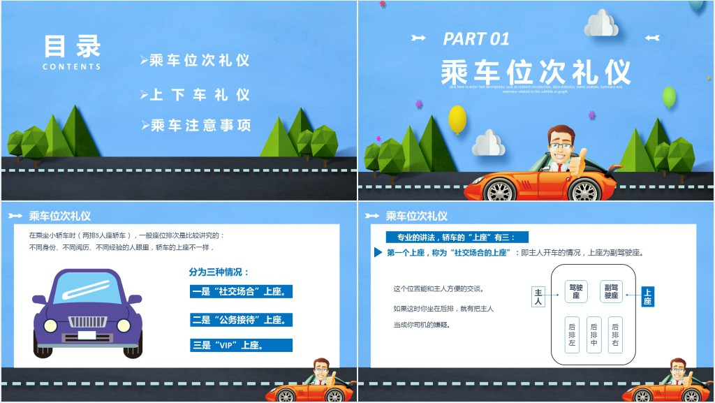 商务场合的乘车礼仪培训PPT模板 商务场合的乘车礼仪培训PPT模板