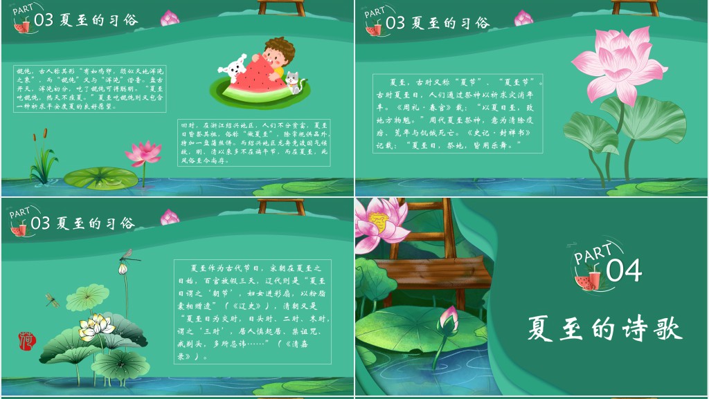 夏至的来历和习俗介绍PPT模板 夏至的来历和习俗介绍PPT模板