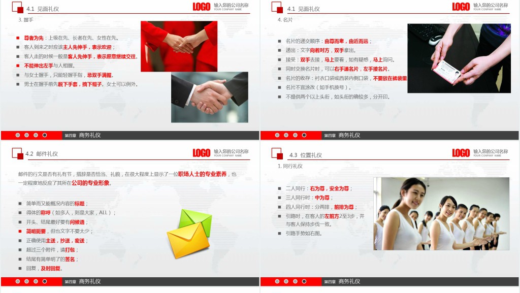 员工入职商务礼仪培训内容PPT模板 员工入职商务礼仪培训内容PPT模板