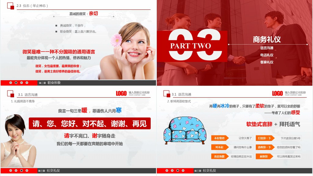 员工入职商务礼仪培训内容PPT模板 员工入职商务礼仪培训内容PPT模板