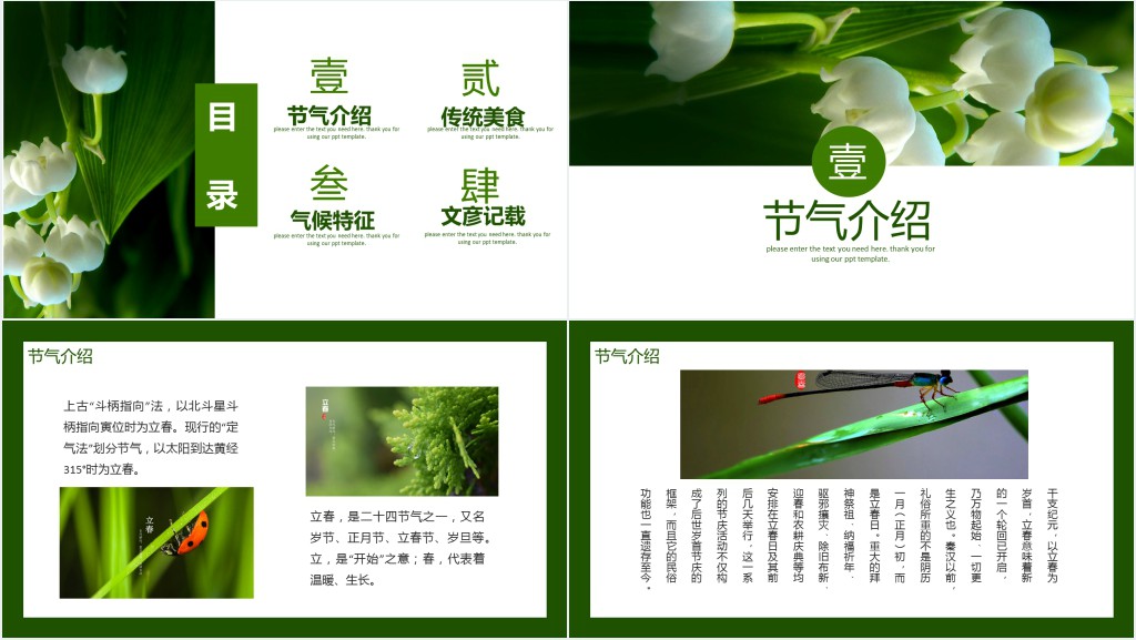 旅绿色小清新二十四节气立春节气介绍PPT模板 旅绿色小清新二十四节气立春节气介绍PPT模板