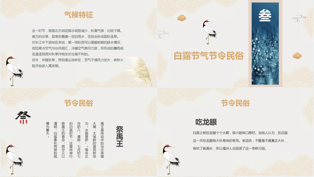 介绍节气白露的风俗PPT模板 介绍节气白露的风俗PPT模板