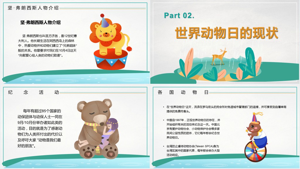 世界动物日的由来详细PPT模板
