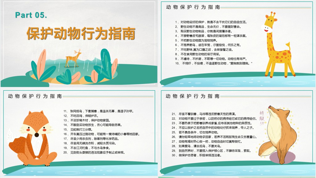 世界动物日的由来详细PPT模板