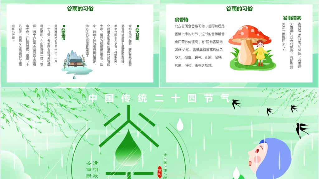 谷雨节气来历介绍PPT模板 谷雨节气来历介绍PPT模板