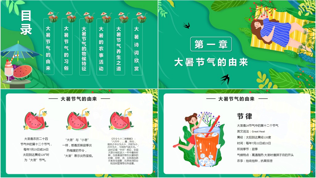 大暑节气介绍详细PPT模板 大暑节气介绍详细PPT模板