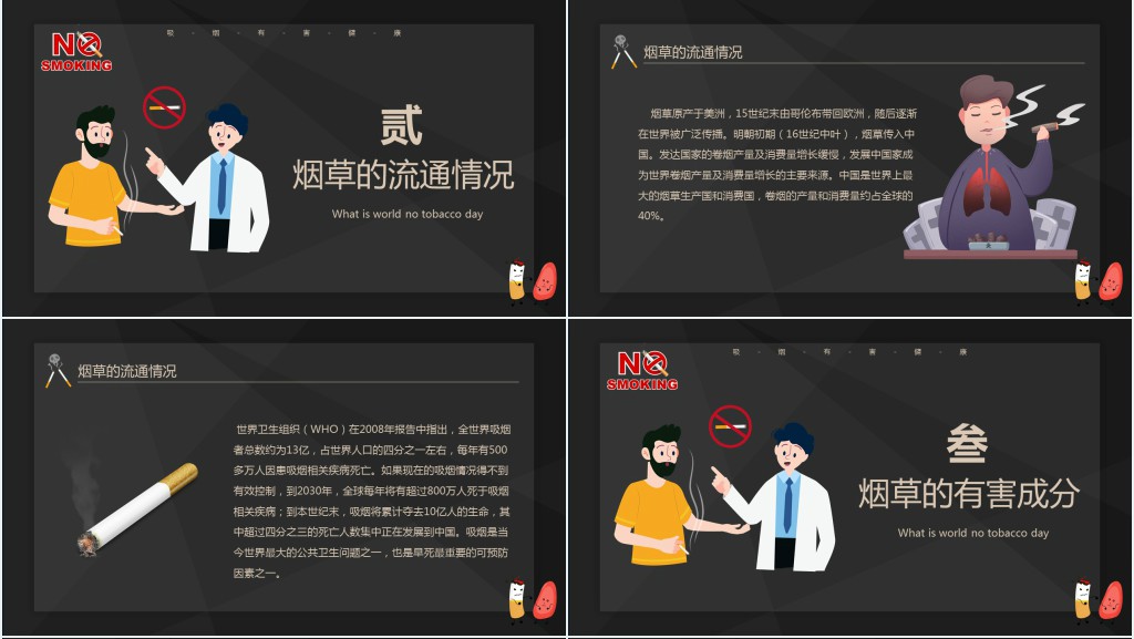 世界无烟日由来介绍PPT模板 世界无烟日由来介绍PPT模板