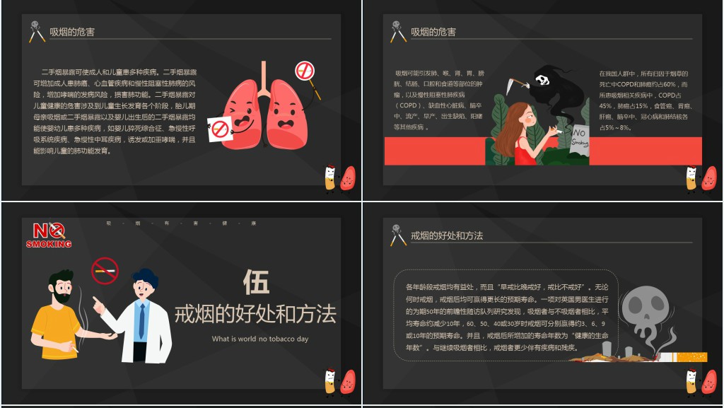 世界无烟日由来介绍PPT模板 世界无烟日由来介绍PPT模板