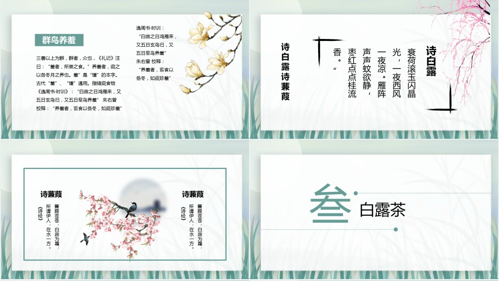 二十四节气白露的古诗词句PPT模板 二十四节气白露的古诗词句PPT模板