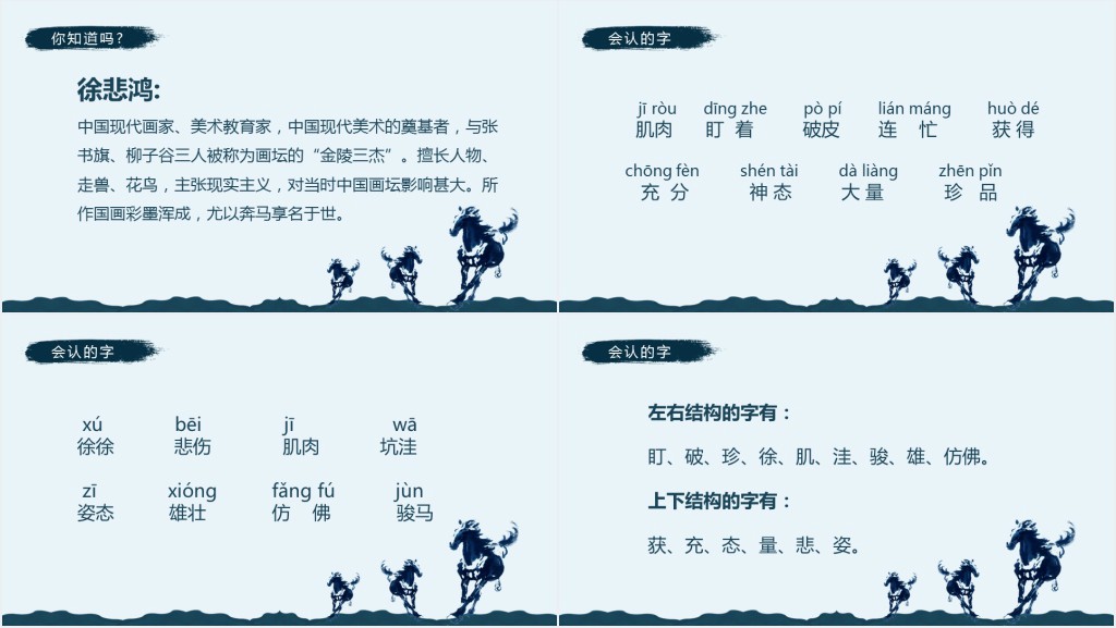 小学二年级徐悲鸿画马课文教案PPT课件 小学二年级徐悲鸿画马课文教案PPT课件