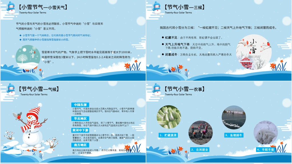 小雪节气习俗的由来PPT模板 小雪节气习俗的由来PPT模板