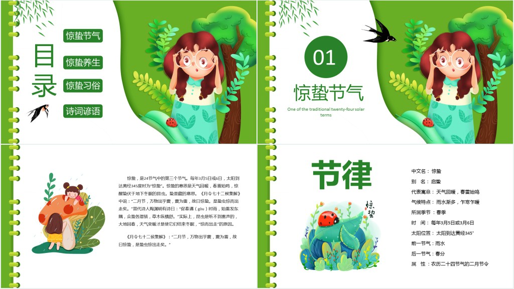 惊蛰节气由来习俗PPT模板 惊蛰节气由来习俗PPT模板