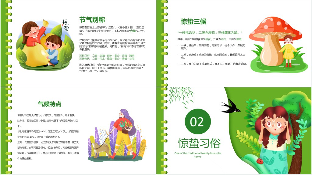 惊蛰节气由来习俗PPT模板 惊蛰节气由来习俗PPT模板