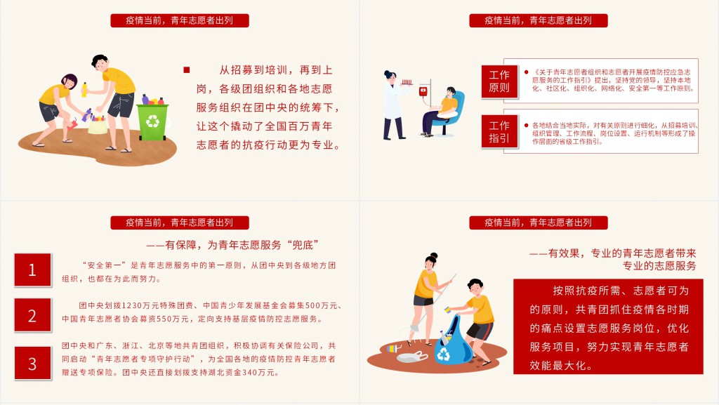 战疫中的志愿红PPT模板